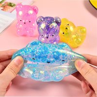 1pcs Random Glitter Gummy Bear Needoh Small Cute Animal Anti Stress Splat Decompressions Vent Squeeze Toy Bear Prop
