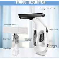Cordless Window Vac with 2000pa, Efficiently Streak-Free Cleaning, Running Time: 50-60 min, 3.8V Electric Window Vacuum Cleaner
