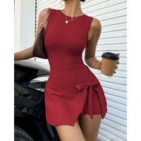 FUBEIKE New Fake Two-Piece Anti-Exposure Tight-Fitting One-Piece Tennis Dress Slimming Casual Fitness Backless Yoga Dress