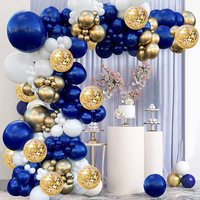 131pcs Navy Blue Gold White Arch Balloon Set Graduation Season Balloon Party Wedding Boy Birthday Ocean Theme Party Decoration