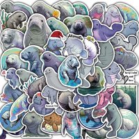 50PCS Sticker Manatee Print Notebook Aesthetic Guitar Bicycle Phone Suitcase PVC Aesthetic Stationery Supplies Graffiti Stickers