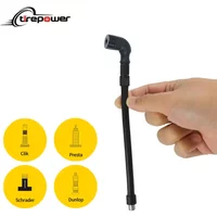 Bicycle Pump Air Nozzle Adapter 4-In-1 Presta Schrader & Clik Valves with Universal Extension Hose for Pumps Bike Accessories