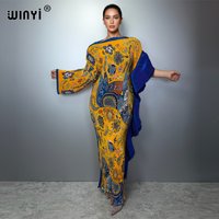 WINYI Women's Slim Fit Elastic Boho Dress Irregular Sleeve Kaftan Evening Robe Muslim Bohemian Style Summer Holiday Dress