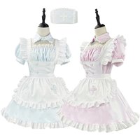 S-5XL Blue/Pink Maid Outfit Nurse Hat Cap Cute Girls Performance Costume Women Apron Dress Cosplay Costume