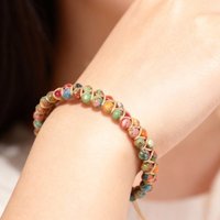 Bohemian natural stone emperor stone double-layer bracelet,handmade rope production,adjustable,summer beach bracelet jewelry