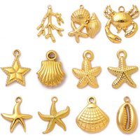 5pcs/Lot Stainless Steel Starfish Shell Pendants Charms for DIY Fashion Jewelry Making Necklace Earring Accessory Wholesale