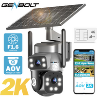 3MP+3MP 4G LTE Solar-Sicherheitskamera, AOV 24/7 Aufzeichnung 2K Überwachung, SIM-Karte, 14400mAh Akku, PIR-Menschenerkennung, GENBOLT