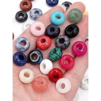 6pcs/lot Natural Stone Abacus Beads Agate Jade Amethyst Opal Big Hole Loose Spacer Bead For DIY Bracelet Necklace Jewelry Making