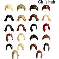 MOC City Building Blocks Character Hairstyles Curly Hair Boys and Girls Black Brown Gold Red Hair Parts DIY Compatible Toys