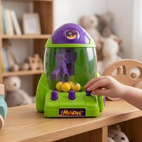 Mini Claw Machine for Kids Rocket Space Capsule Candy Grabber Toy with 6 Balls Funny Arcade Game Interactive Gifts for Kids