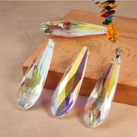 1Pc 50mm 63mm Lampwork Crystal Glass Beads Long Drop Pendant For Suncatcher Rainbow Chandelier Parts DIY Home Garden Party Deco