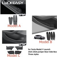 LUCKEASY do Tesla Model Y Juniper/Model YL 2025 2026 Przedni Tylny Uchwyt na Drzwi Taca Organizer Schowek na Klamkę Akcesoria