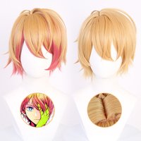 Anime Oshi No Ko Aqua Cosplay Wig Hoshino Akuamarin Short Wig Yellow Pink Wig Cosplay Hair Cos Party Role Play Props