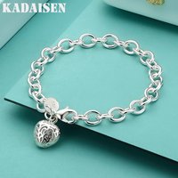 925 Sterling Silver Hollow Heart Pendant 20cm Bracelet for Women's Wedding Engagement Fashion Charm Jewelry