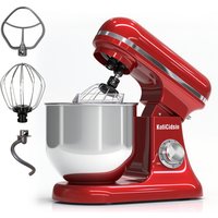 KotiCidsin Multifunktions-Knetmaschine 2000 W, 9 Geschwindigkeiten, 8 L Edelstahlschüssel, Zubehör zum Kneten/Rühren/Schlagen - Rot