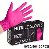 Gants jetables en Nitrile rose, sans poudre et Latex, pour la cuisine, beauté domestique, Petcare, teinture capillaire, gant de travail