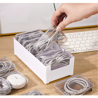 Durable Plastic Cable Organizer Box, Office Device Management Case with Loading Straps, Multi-Function Cord Storage for Desk