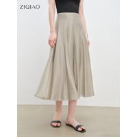 ZIQIAO Split Cut Design Trapeze Dress for Petite Women 2025 Summer New Arrival Elegant Style Mid-Length Half-Skirt 25ZQ92403