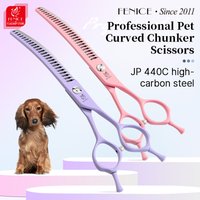 Fenice Professional 6.5/7.0/7.5 inch JP440C Steel Colorful Pink/Purple Curved Chunker Scissors Shears for Pet Grooming Tools