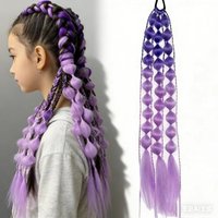 Synthetic 1pcs Colored Hair Extensions 24 Inch Lightweight Bubble Ponytail with Hair Tie Colorful for Women Crazy Hair Day
