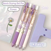 4 Purple Neutral Pen Set - Comfortable grip, quick drying, suitable for student writing and daily office work