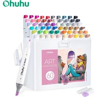 Ohuhu Kaala 60 Colors Illustrations Marker Pen Set Alcohol Art Markers Refillable Dual Tips Sketching Drawing Manga Art Supplies