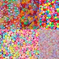 200-1200Pcs Multicolour Acrylic Pony Beads, 6x9mm, 4mm Hole For DIY Bracelet Necklace Earring Hair Braid Jewelry Making Supplies