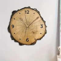Modern Imitation Wood Wall Clock for Living Room Decor Rustic Wall Clocks Battery Operated Annual Ring Non Ticking Birthday Gift