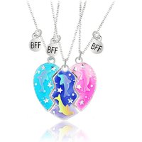 Friendship Best Friend Necklace for 3 Girls Magnetic Dolphine Matching Heart Pendant BFF Necklaces for Sister Animal Jewelry