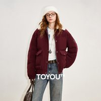 TOYOUTH Women Down Jackets 2025 Winter NewAsymmetric Lamb Fleece Collar Warm Corduroy Jacket