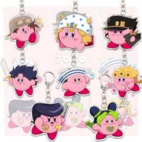 JoJo Kirby Acrylic Keychain Kawaii Student Bizarre Adventure Bag Pendant Anime Cartoon Fan Art Accessories Festival Gift