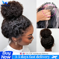 Perruque Deep Wave 360 Lace Invisible avec cordon de serrage, cheveux humains bouclés, densité 220, perruque sans colle 360 HD Lace, pré-épilée, brésilienne, pour femmes