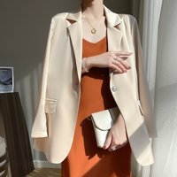 Women Long Sleeve Satin Blazer Jacket Elegant Casual Office Outerwear Y2K 2026 Autumn Solid Notch Lapel Slim Fit Chic Suit Coat