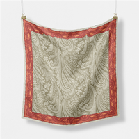 Twill Silk Scarf Woman Cashew Painting Square Scarves Wraps Bandana Small Hijab Silk Foulards Tie Headband Neckerchief 53CM