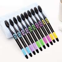 10 Pieces Packed Deep Cleaning Soft Bristle Bamboo Charcoal Black Hair Ultra-Fine Beauty Health Toothbrush Oral Cleaning