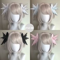 Handmade Metallic Angel Wings Hair Clip Thread Embroidery Silver Black Water Color Edge Hair Clip Lolita Gothic Brooch Dual-Use