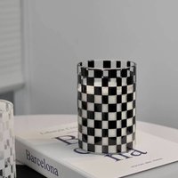 Fashion Matrix Plaid Glass Handmade Heat Resistant Glass Teacups Cups Coffee Mugs Drinkware Couple Gift Drinking Water Milk Cup