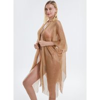 2023 New European and American Style Sexy Small Mesh Long Beard Solid Color Sunscreen Shawl Fashion Women's Split Kerchief