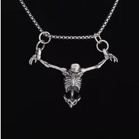 Silver Color Upper Body Skull Pendant Men's Biker Punk Necklace Gothic Alternative Casual Jewelry