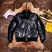 Vintage A2 Flight Jacket Men Full Vegetable Tanned Horsehide Leather Motorcycle Biker Genuine Leather Coat