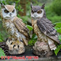 1 Pcs Home Art Craft Cute Owl Shape Resin Desktop Lifelike Indoor Garden Figurine Ornament Outdoor Anti-bird Collection