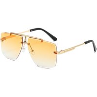 AliExpress Oversized Double Bridge Sunglasses Frameless Rimless Men's Shades Square Frame UV Protection Street Shooting Eyewear