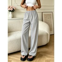 Ladies' Striped Wide-leg Pants in Summer Are Breathable, Comfortable, and Relaxed, Worn Daily for Leisure at Home.