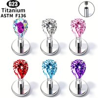 Fashion G23 Titanium Piercing Nose Stud Teardrop Shape CZ Labret Ear Stud Earrings Lip Stud Body Jewelry Helix Tragus For Women