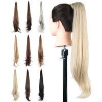 Soowee Synthetic Hair Extension Long Layered Wavy Ponytail Blonde Pony Tail Flexible Black Hair Wrap Ponytails Hairpieces