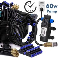 1/4" 4/6mm 60w Self-priming Pump Misting Cooling System 360° Bend Nozzle Atomizer Sprayers Garden Irrigation Watering Dedusting