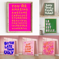 Everything Is Figureoutable Canvas Printing Uplifting Quotes Inspiring Wall Art Posters Green for Modern Living Room Home Decor