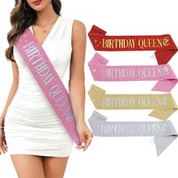 Glitter Birthday Queen Sash 20th 30th 40th 50th 60th 70th Birthday Sash for Girls Women Happy Birthday Party Decoration Supplies