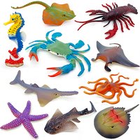 Diy Plastic Simulated Sea Life Toy Model Eahorse Lobster Crab Science Toys Action Figures Educational Collection Toy Kid