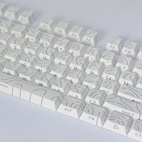 Lines Sided Shine Through Keycaps Cherry Profile Black White 97/133 Keys Customer keycaps for Mechanical Keyboard 60% 65% 75%